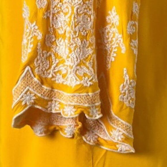 CC Chic Connection Shift Dress Tassel Tie Embroidery Yellow Women’s Plus Size 1X - Picture 10 of 12